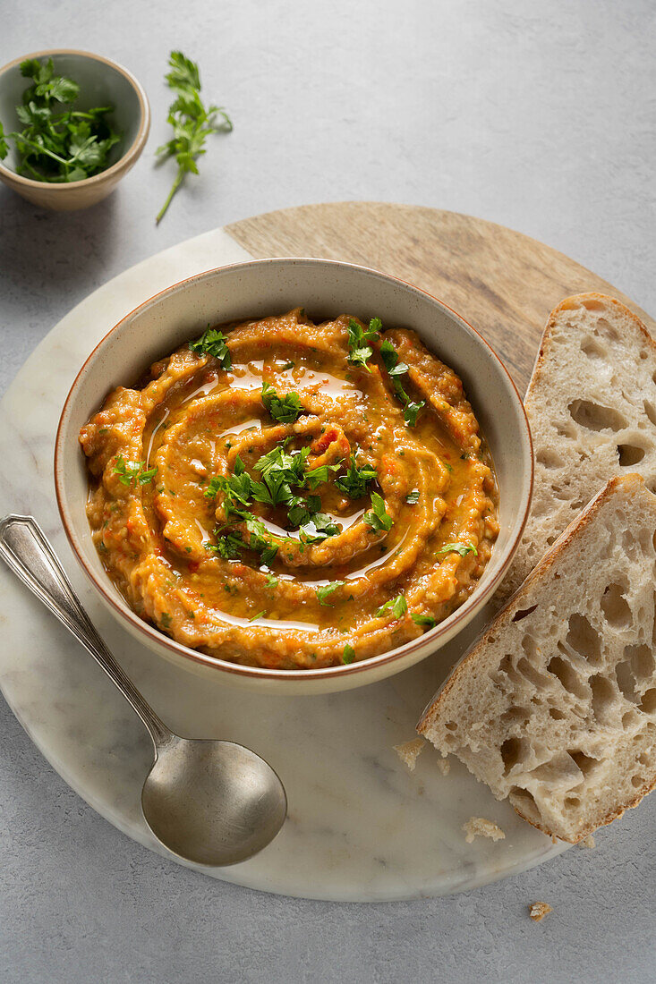 Baba Ganoush and sourdough bread