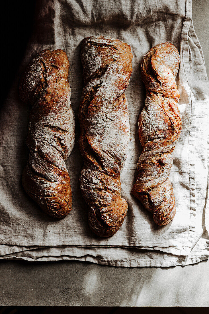 Rustic bread with sourdough, chia seeds and spelt flour