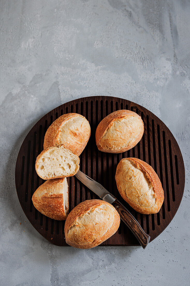 Classic sliced rolls made from wheat flour