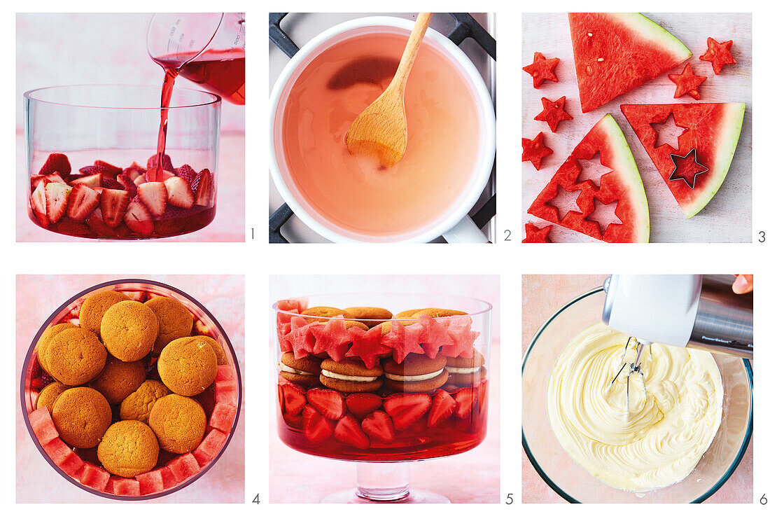 Rosé-Wassermelonen-Trifle mit Ingwerkeksen