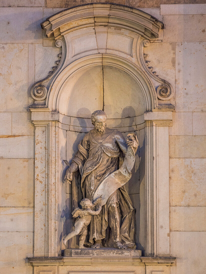 Detail of The Dresden Frauenkirche (Church of Our Lady),a Lutheran Church reconstructed between 1994 and 2005, Dresden, Saxony, Germany, Europe\n