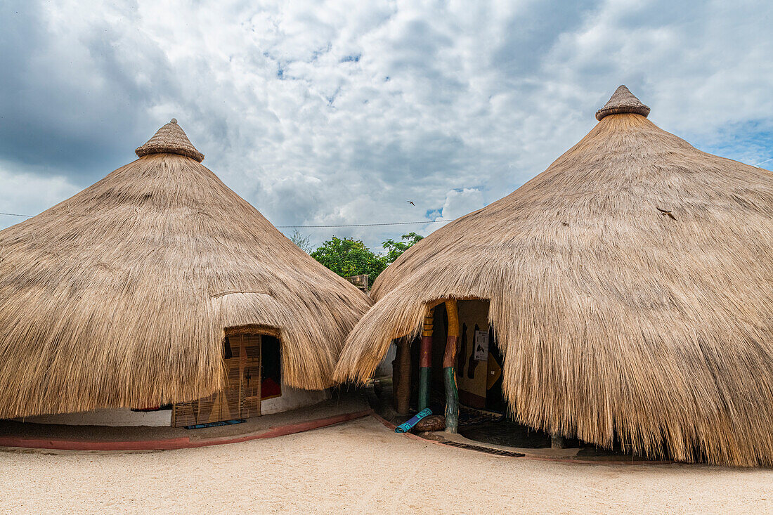 Traditional straw hut in the Lamido Palace, Ngaoundere, Adamawa region, Northern Cameroon, Africa\n