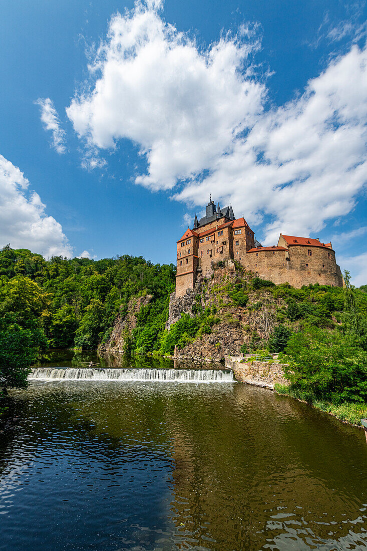 Burg Kriebstein, am Fluss Zschopau, Kriebstein, Sachsen, Deutschland, Europa