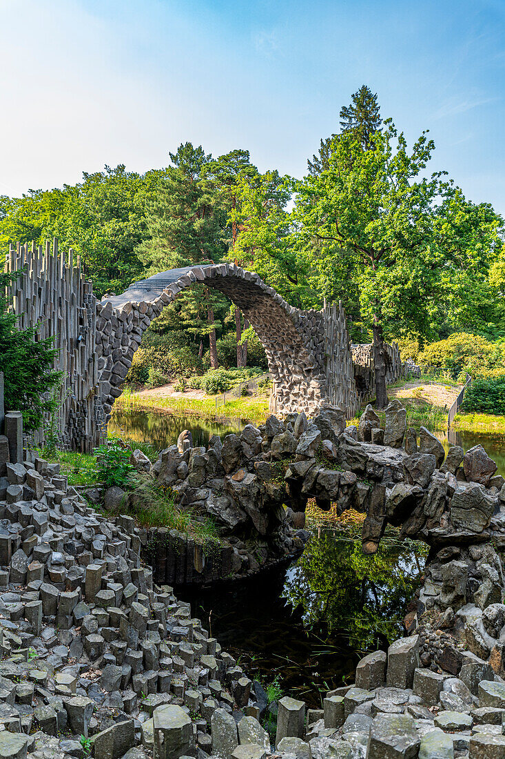 Rakotzbrucke (Devil´s Bridge), Kromlau Azalea and Rhododendron Park, Gablenz, Saxony, Germany, Europe\n