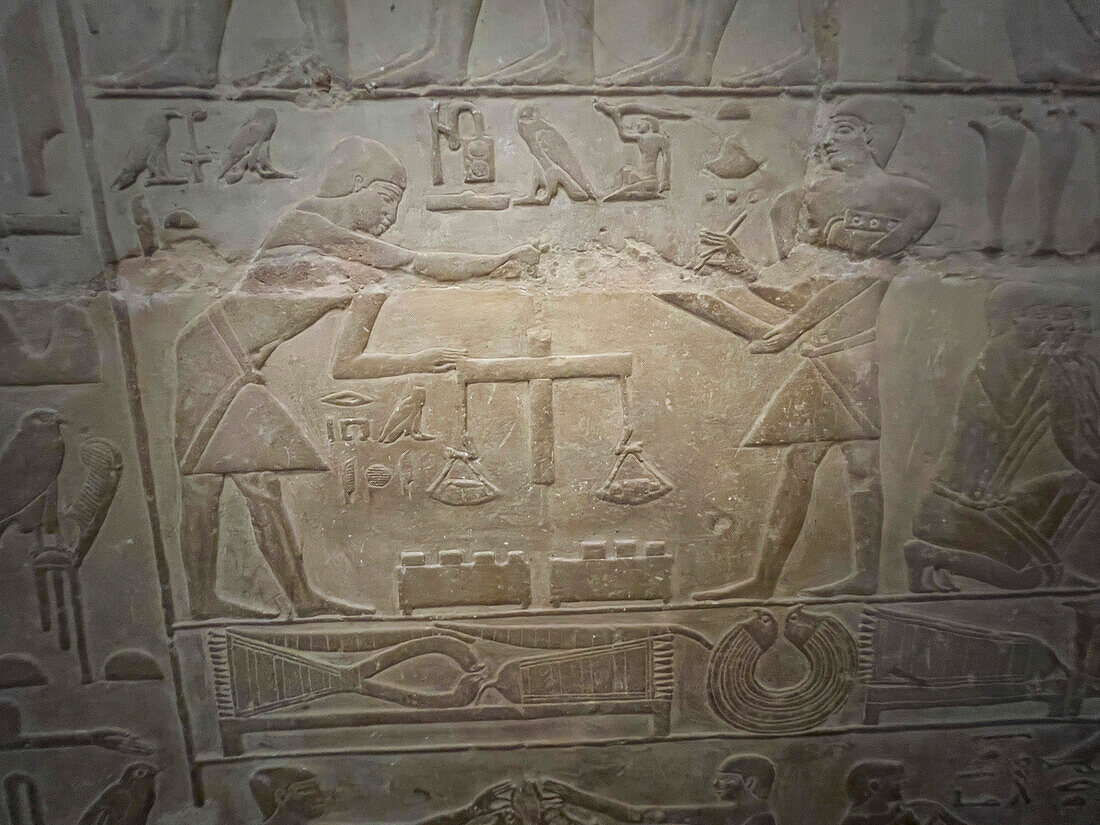 Relief eines Grabes in Saqqara, Teil der memphitischen Nekropole, UNESCO-Welterbe, Ägypten, Nordafrika Afrika