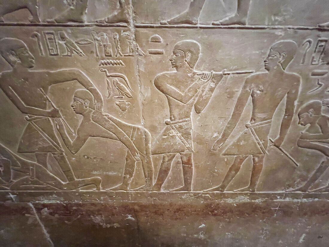 Relief from a tomb in Saqqara, part of the Memphite Necropolis, UNESCO World Heritage Site, Egypt, North Africa Africa\n
