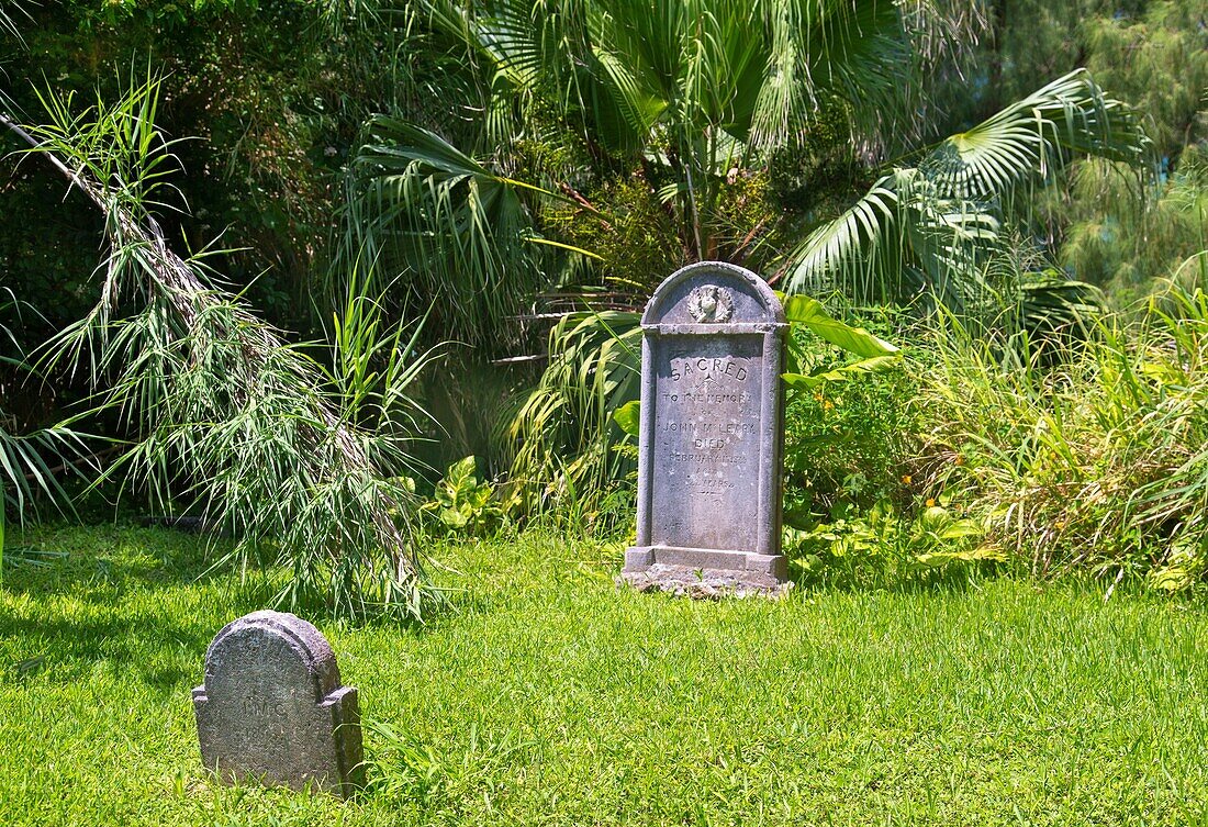 The Convict Cemetery, containing graves of 19th century convicts transported from UK, 13 marked, Sandys, Bermuda, Atlantic, North America\n