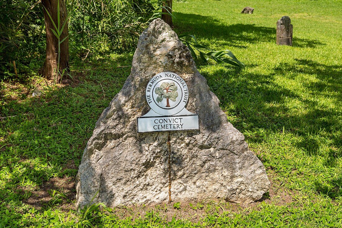 Der Sträflingsfriedhof, mit Gräbern von Sträflingen, die im 19. Jahrhundert aus Großbritannien transportiert wurden, 13 markiert, Sandys, Bermuda, Atlantik, Nordamerika
