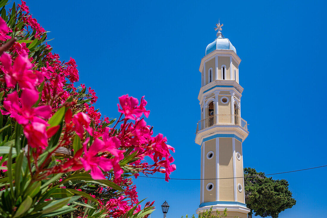 View of typical Greek Orthodox Church near Lakithra, Kefalonia, Ionian Islands, Greek Islands, Greece, Europe\n