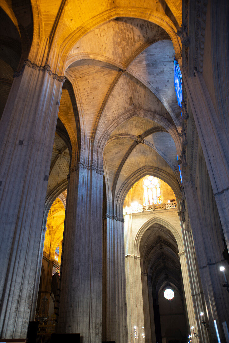 Cathedral interior, UNESCO World Heritage Site, Seville, Andalusia, Spain, Europe\n