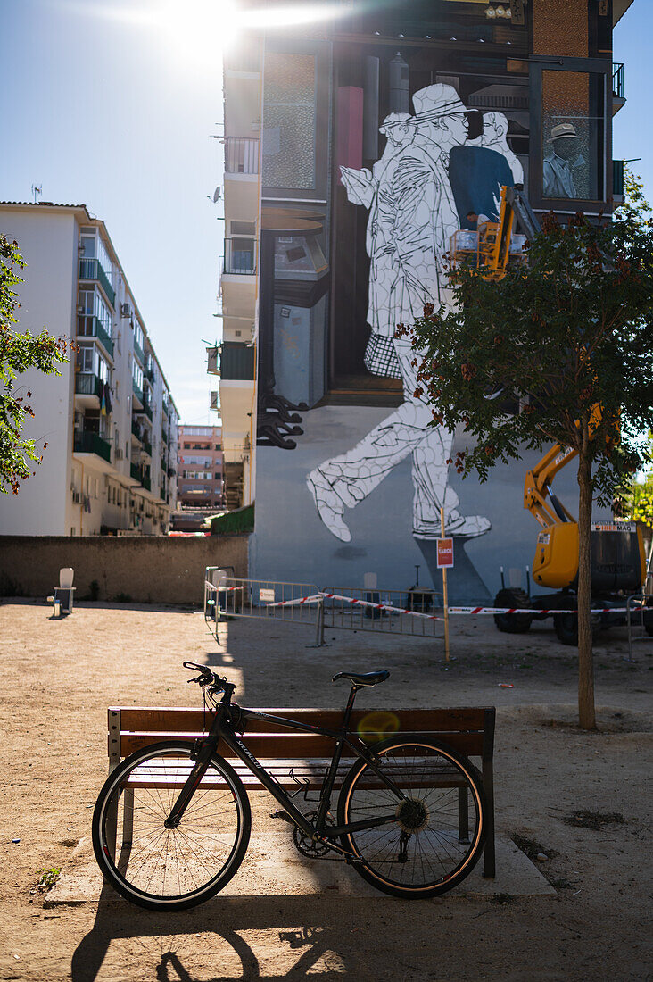 French artist Taroe working at Asalto International Urban Art Festival in Zaragoza, Spain\n