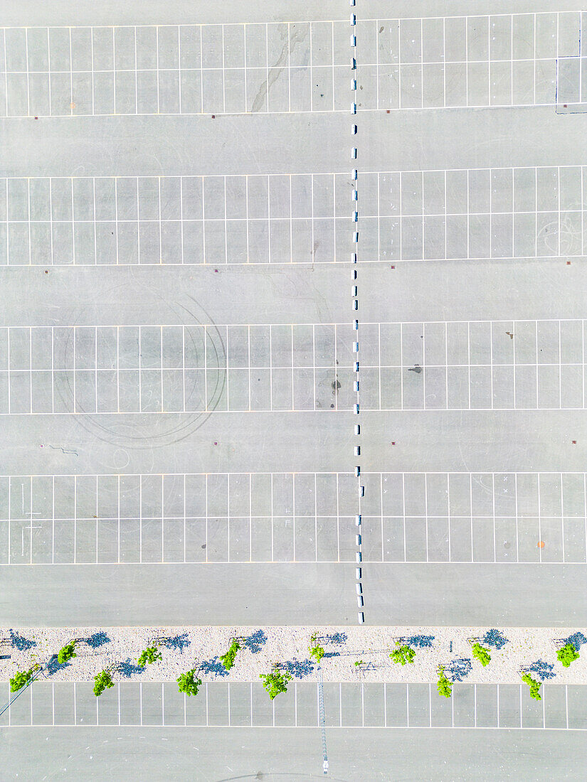 Aerial view of empty parking lot\n