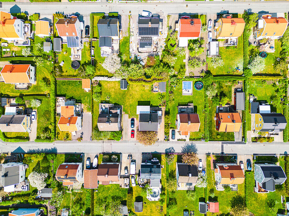 Luftaufnahme von Häusern in einem Wohngebiet