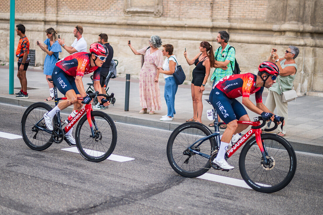 The 12th stage of the Vuelta a España, one of the leading cycling races in the international calendar, reaches Zaragoza, Aragon, Spain, 7th September 2023\n