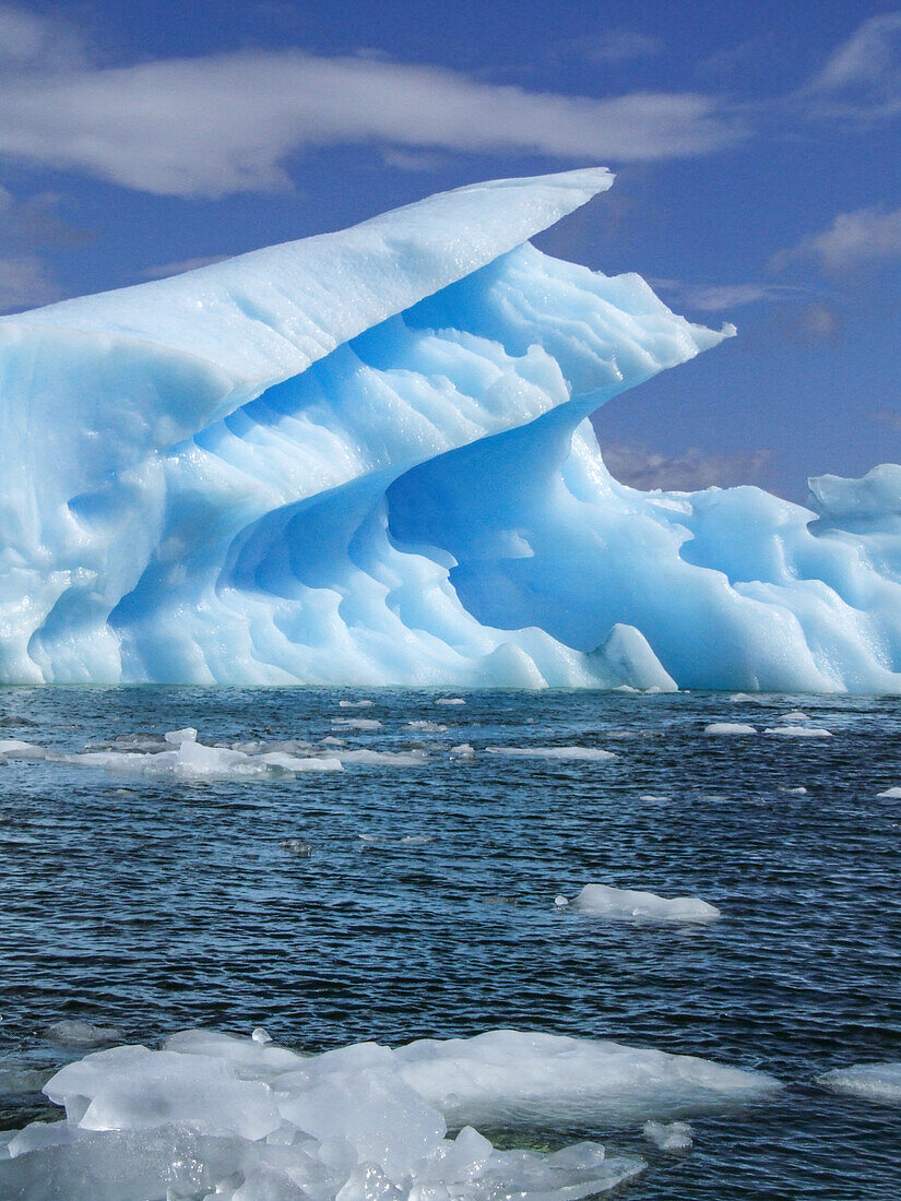 Icebergs from the San Rafael Glacier in the San Rafael Lagoon in Laguna San Rafael National Park, Chile.\n