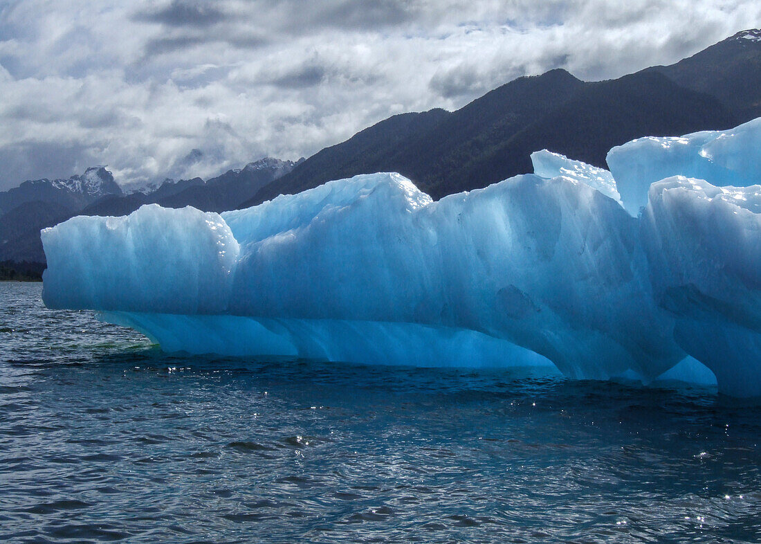 Detail of an iceberg from the San Rafael Glacier in the San Rafael Lagoon in Laguna San Rafael National Park, Chile.\n