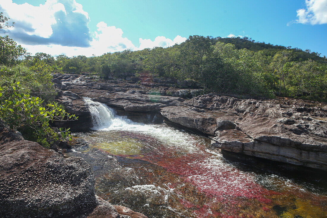 Der Caño Cristales, auch als Fluss der fünf Farben bekannt, ist ein kolumbianischer Fluss in der Serranía de la Macarena, einer isolierten Bergkette im Departement Meta, Kolumbien