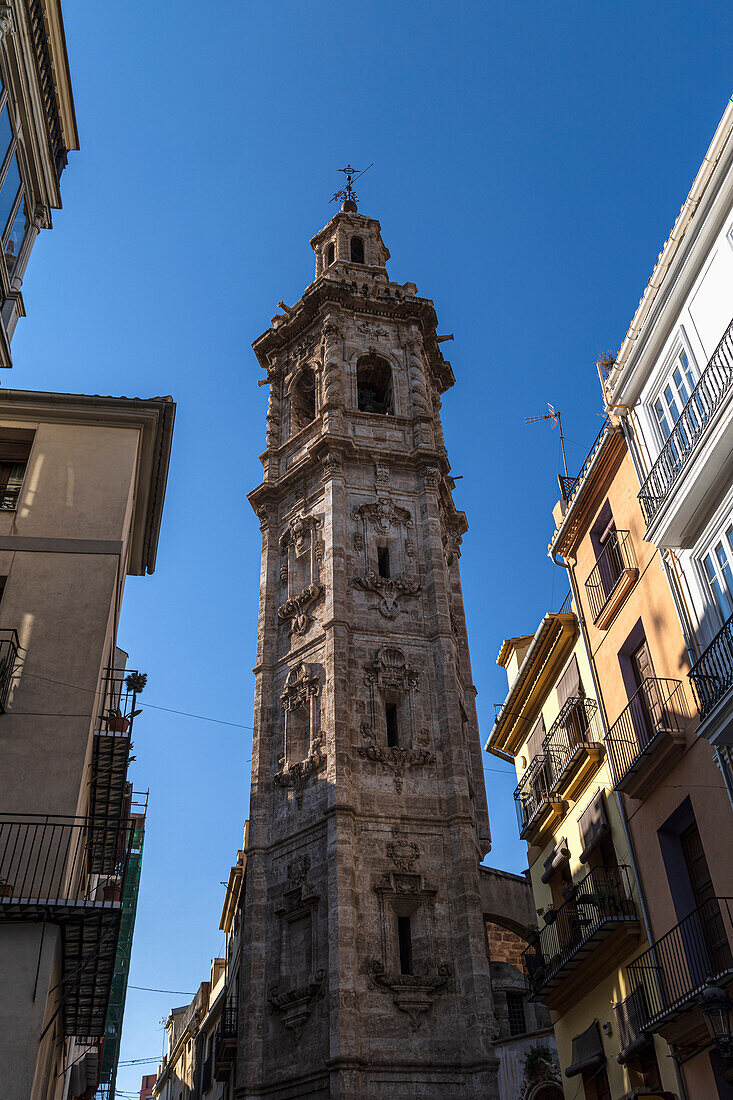 Spain, Valencia, Baroque tower of Santa Catalina Church\n