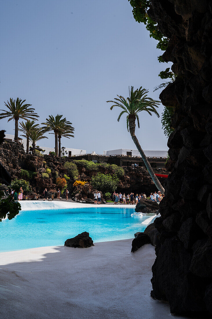 Jameos del Agua is a series of lava caves and an art, culture and tourism center created by local artist and architect, Cesar Manrique, Lanzarote, Canary Islands, Spain\n