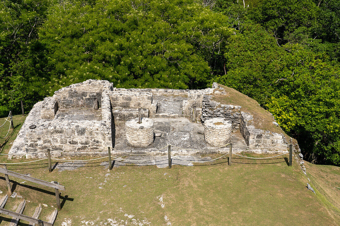 Partially-restored Structure A-20 in the Mayan ruins in the Xunantunich Archeological Reserve in Belize.\n