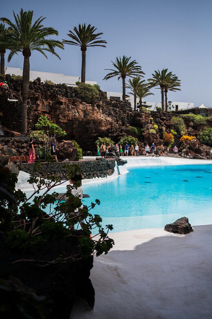 Jameos del Agua is a series of lava caves and an art, culture and tourism center created by local artist and architect, Cesar Manrique, Lanzarote, Canary Islands, Spain\n