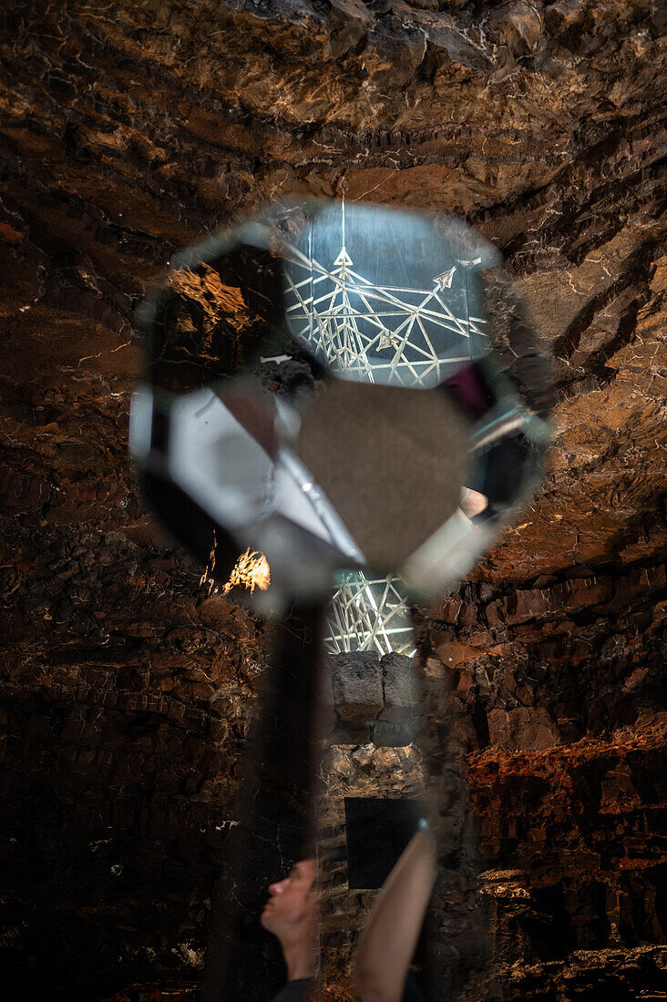 Auditorium at Jameos del Agua, a series of lava caves and an art, culture and tourism center created by local artist and architect, Cesar Manrique, Lanzarote, Canary Islands, Spain\n