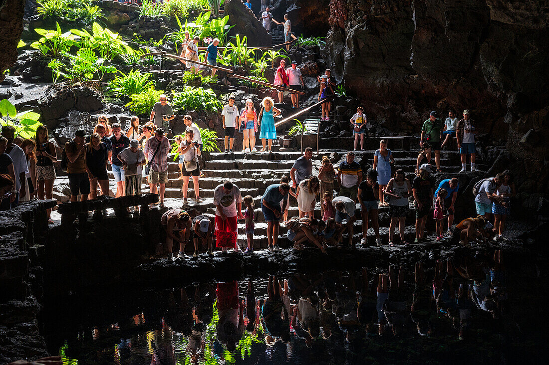 Jameos del Agua is a series of lava caves and an art, culture and tourism center created by local artist and architect, Cesar Manrique, Lanzarote, Canary Islands, Spain\n