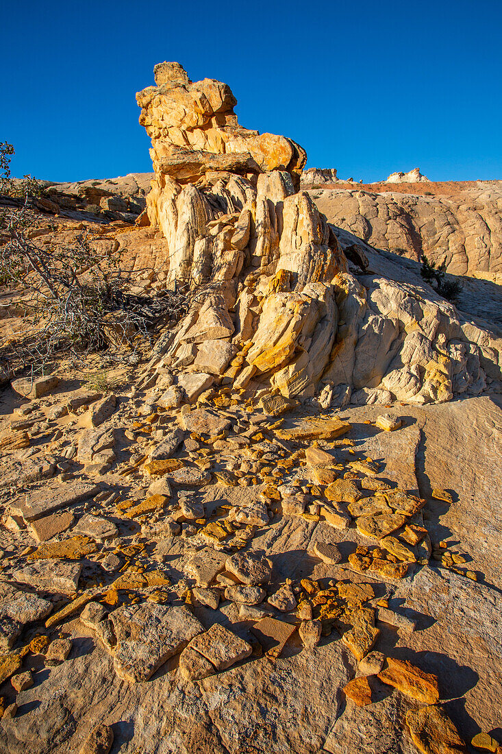 Navajo sandstone hoodoo rock formation in the Grand Staircase-Escalante National Monument in Utah.\n