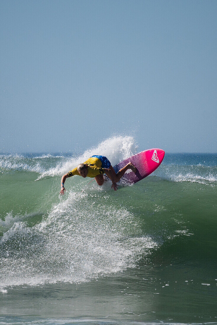 Australian Dimity Stoyle at Quiksilver Festival celebrated in Capbreton, Hossegor and Seignosse, with 20 of the best surfers in the world hand-picked by Jeremy Flores to compete in south west of France.\n