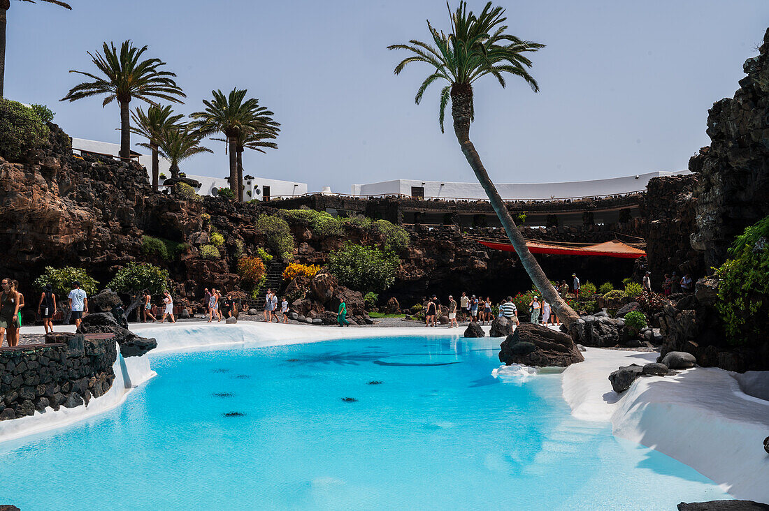 Jameos del Agua is a series of lava caves and an art, culture and tourism center created by local artist and architect, Cesar Manrique, Lanzarote, Canary Islands, Spain\n