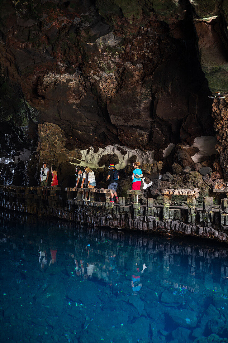 Jameos del Agua is a series of lava caves and an art, culture and tourism center created by local artist and architect, Cesar Manrique, Lanzarote, Canary Islands, Spain\n