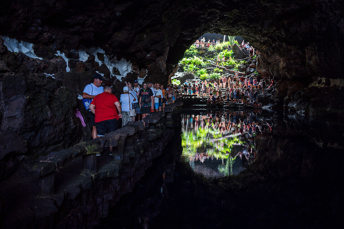 Jameos del Agua is a series of lava caves and an art, culture and tourism center created by local artist and architect, Cesar Manrique, Lanzarote, Canary Islands, Spain\n