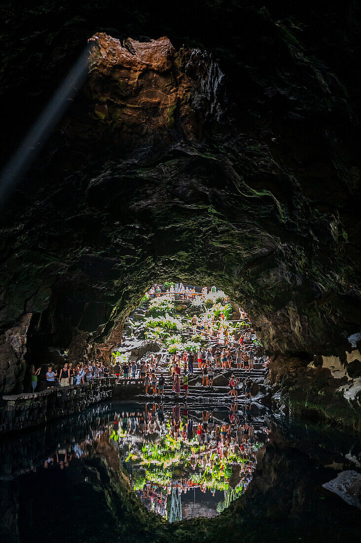 Jameos del Agua is a series of lava caves and an art, culture and tourism center created by local artist and architect, Cesar Manrique, Lanzarote, Canary Islands, Spain\n