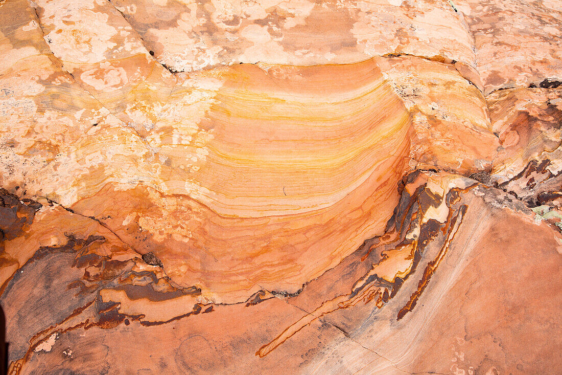 Colorful patterns in Navajo sandstone in the Grand Staircase-Escalante National Monument in Utah.\n
