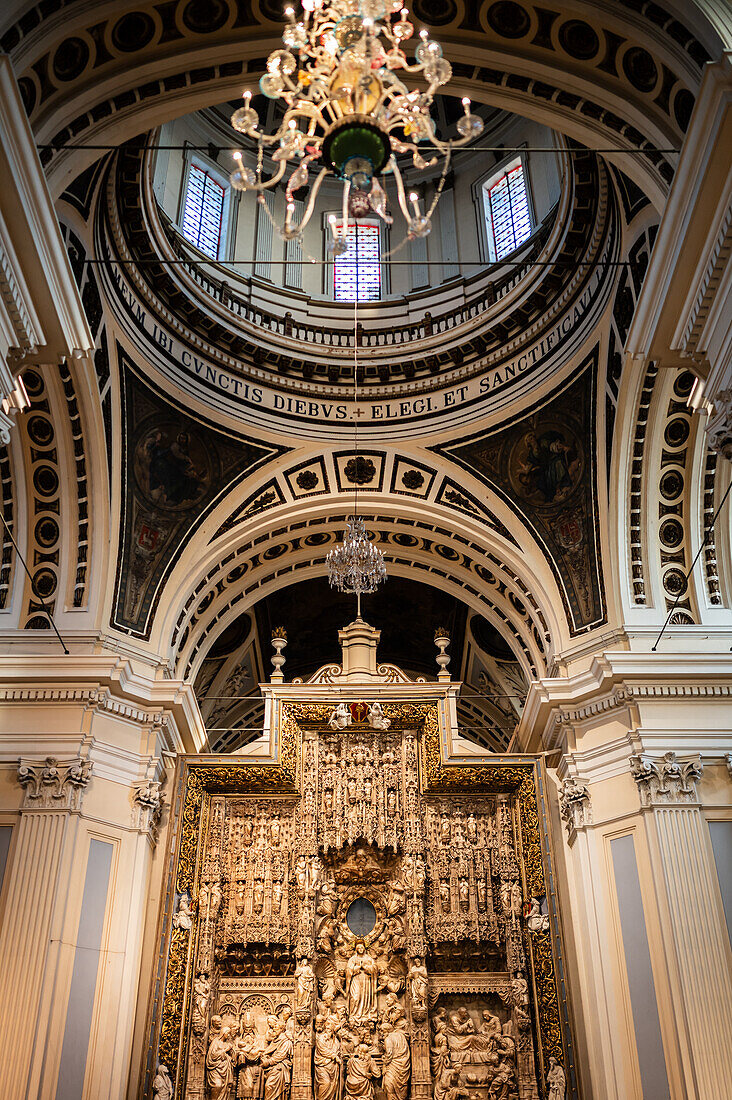 Cathedral-Basilica of Our Lady of the Pillar during The Offering of Flowers to the Virgen del Pilar, the most important and popular event of the Fiestas del Pilar held on Hispanic Day, Zaragoza, Spain\n