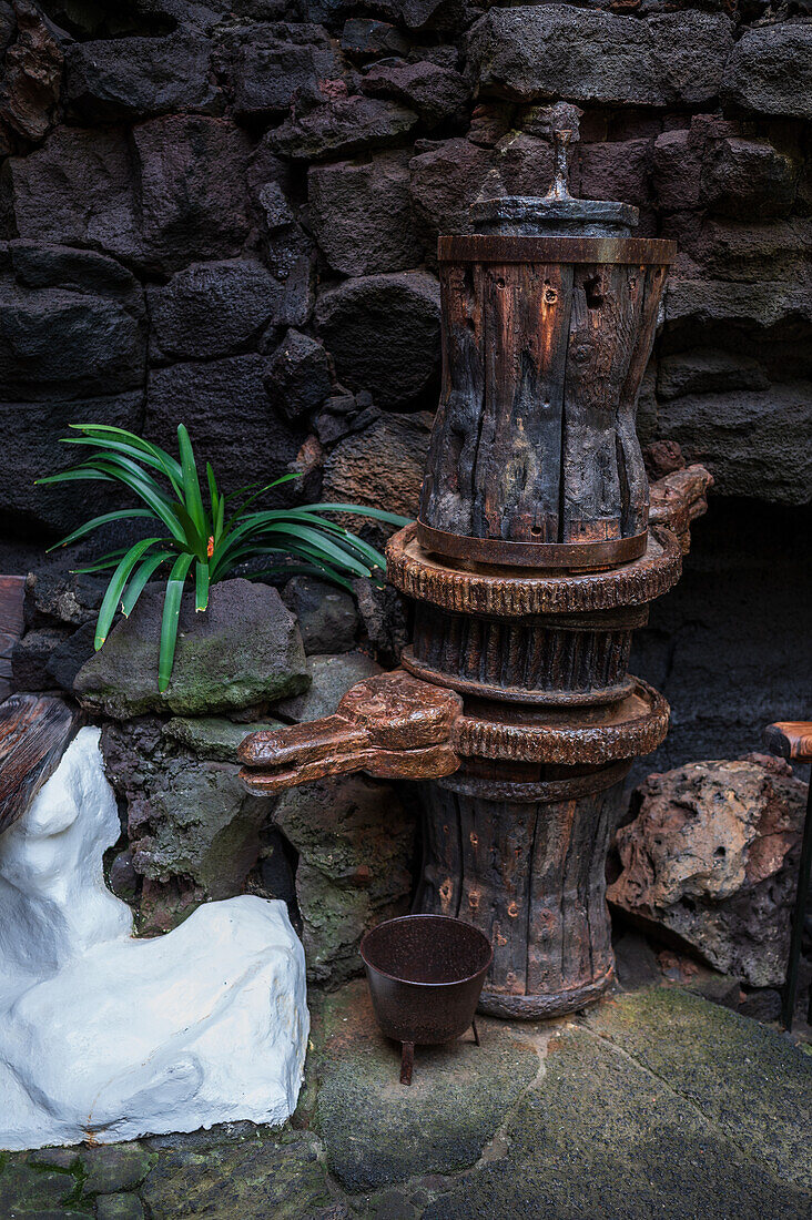 Jameos del Agua is a series of lava caves and an art, culture and tourism center created by local artist and architect, Cesar Manrique, Lanzarote, Canary Islands, Spain\n