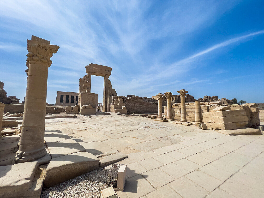 Gate of Domitian and Trajan, northern entrance of the Temple of Hathor, Dendera Temple complex, Dendera, Egypt, North Africa, Africa\n