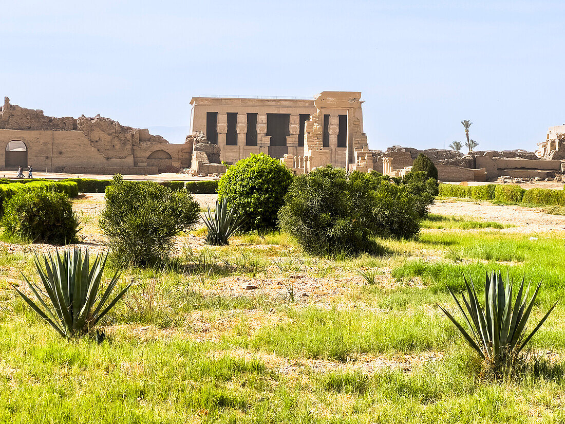 Exterior view of the northern entrance of the Temple of Hathor, Dendera Temple complex, Dendera, Egypt, North Africa, Africa\n