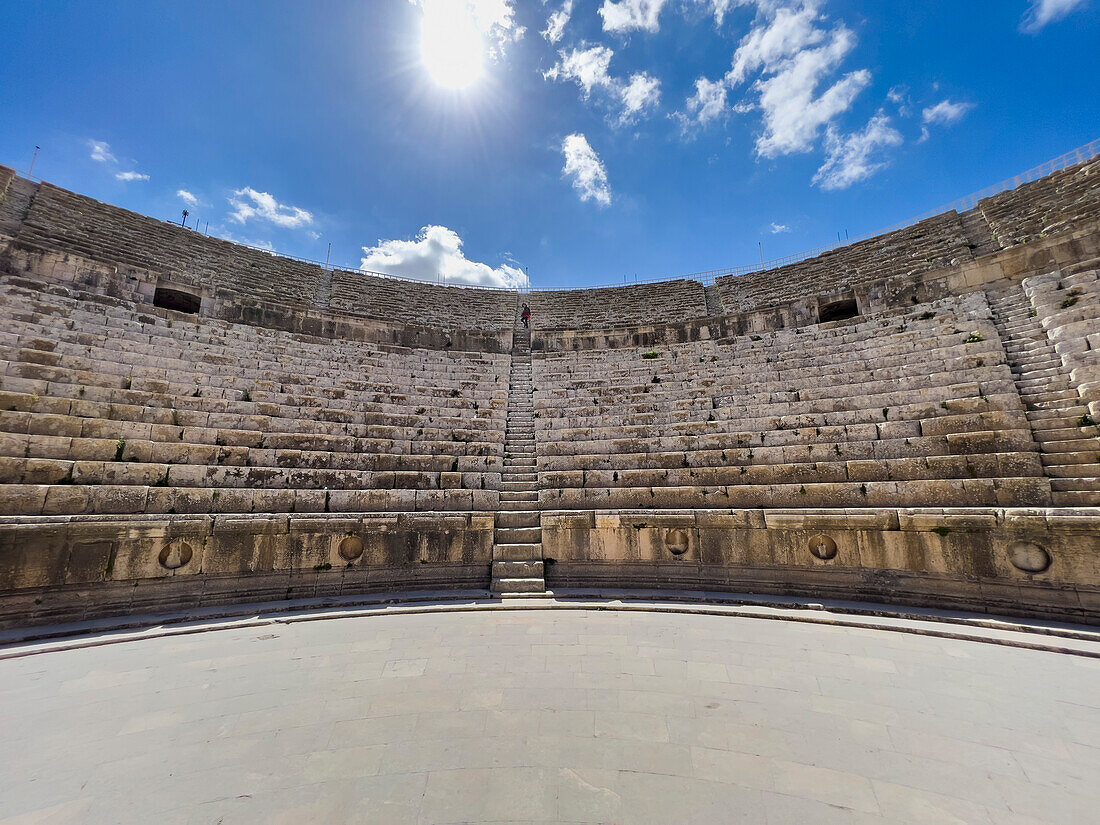 The great North Theater in the ancient city of Jerash, believed to be founded in 331 B.BC by Alexander the Great, Jerash, Jordan, Middle East\n