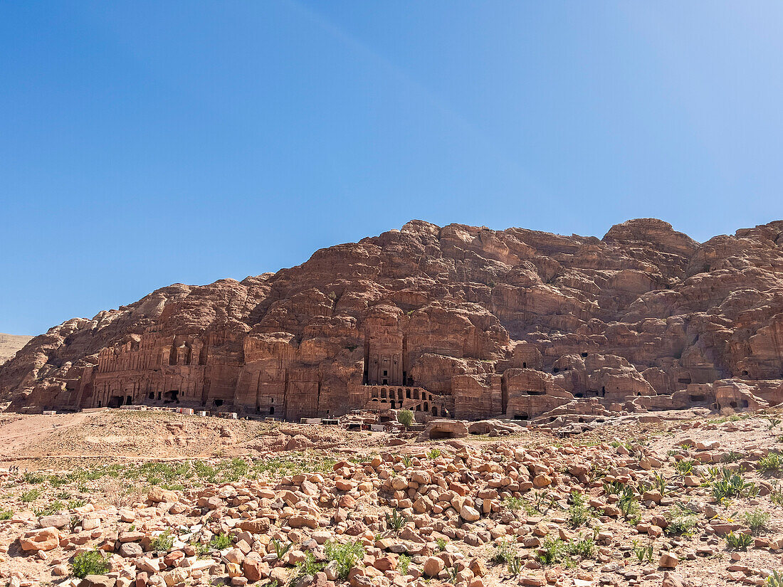 Royal Tombs, Petra Archaeological Park, UNESCO World Heritage Site, one of the New Seven Wonders of the World, Petra, Jordan, Middle East\n