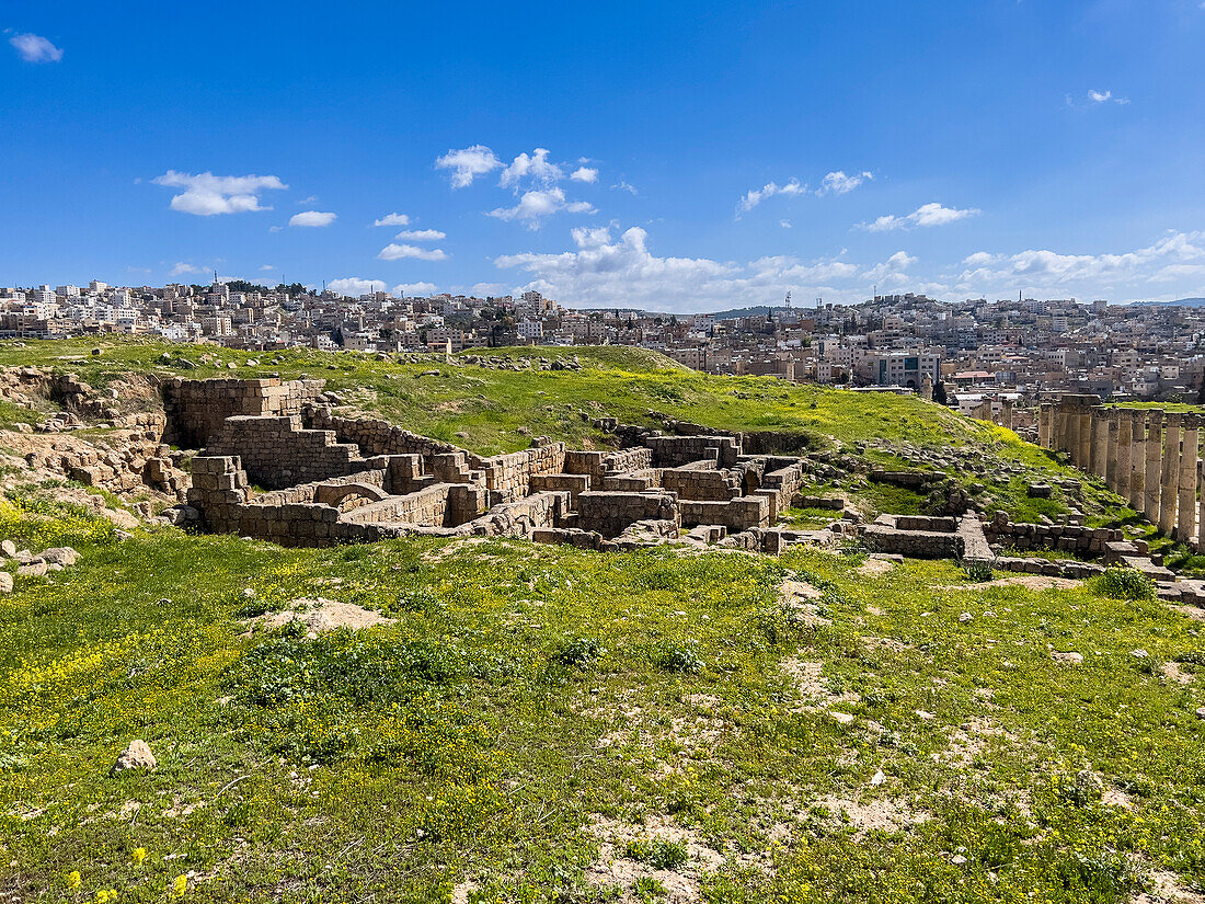 Die antike Stadt Jerash, die vermutlich 331 v. Chr. von Alexander dem Großen gegründet wurde, Jerash, Jordanien, Naher Osten