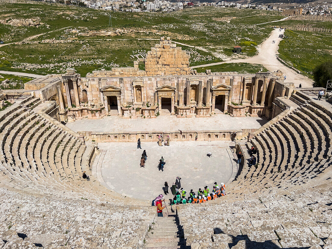 The great North Theater in the ancient city of Jerash, believed to be founded in 331 BC by Alexander the Great, Jerash, Jordan, Middle East\n