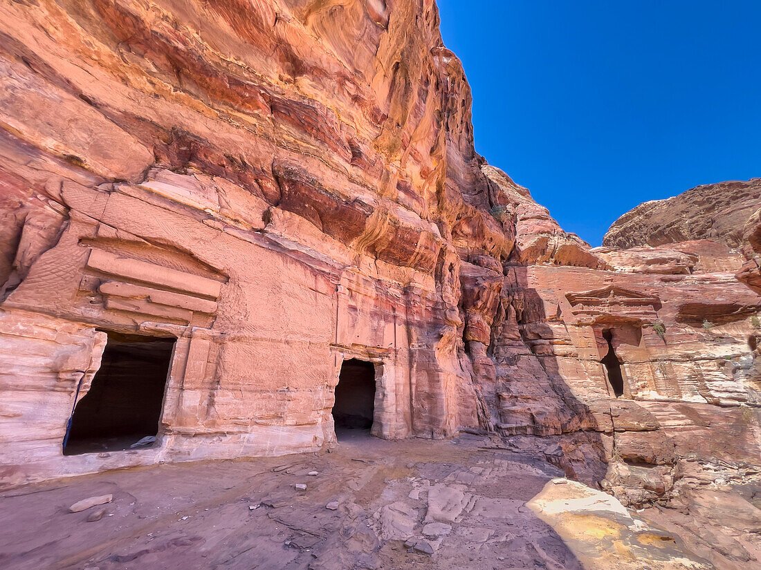 Der Tempel der geflügelten Löwen, Archäologischer Park von Petra, UNESCO-Weltkulturerbe, eines der neuen sieben Weltwunder, Petra, Jordanien, Naher Osten