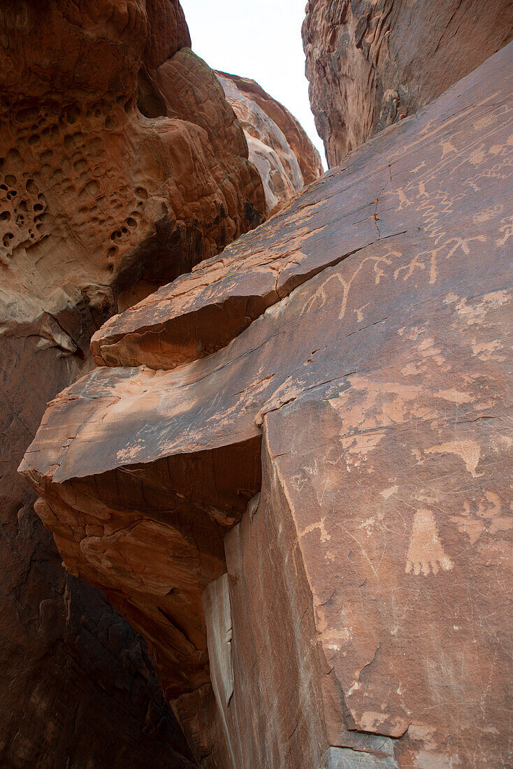 Petroglyphen, Tal des Feuers, bei Las Vegas, Nevada, Vereinigte Staaten von Amerika, Nord-Amerika