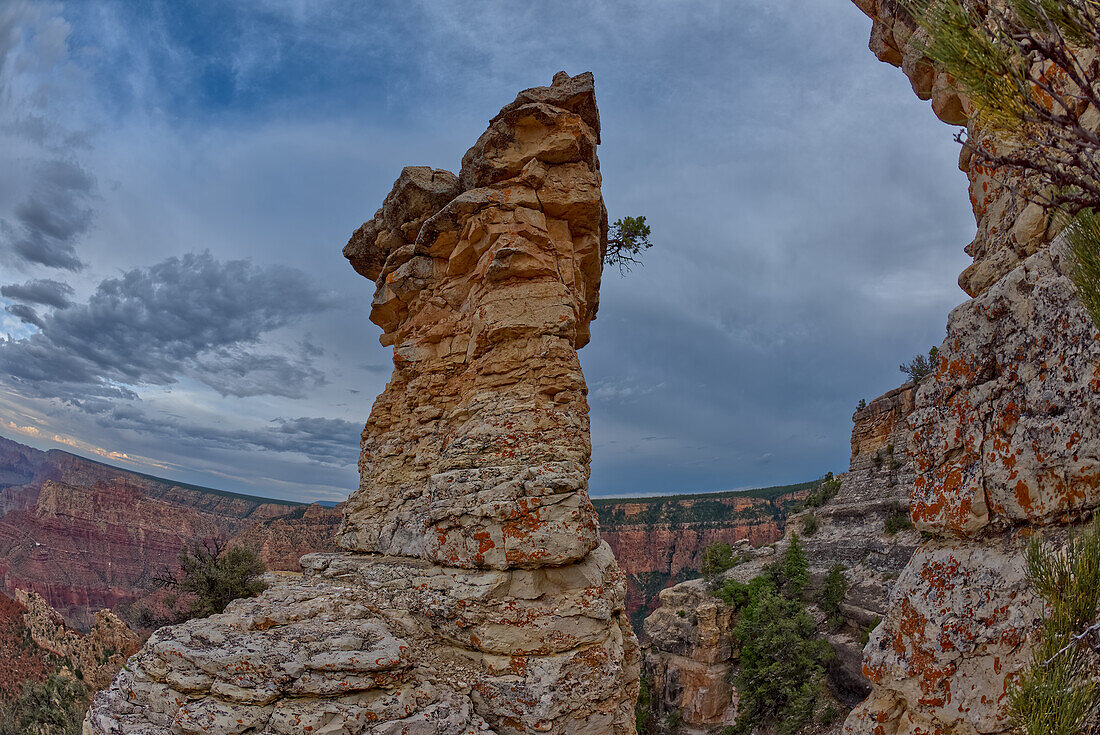 A rock spire just east of Grandview Point at Grand Canyon South Rim, Grand Canyon National Park, UNESCO World Heritage Site, Arizona, United States of America, North America\n