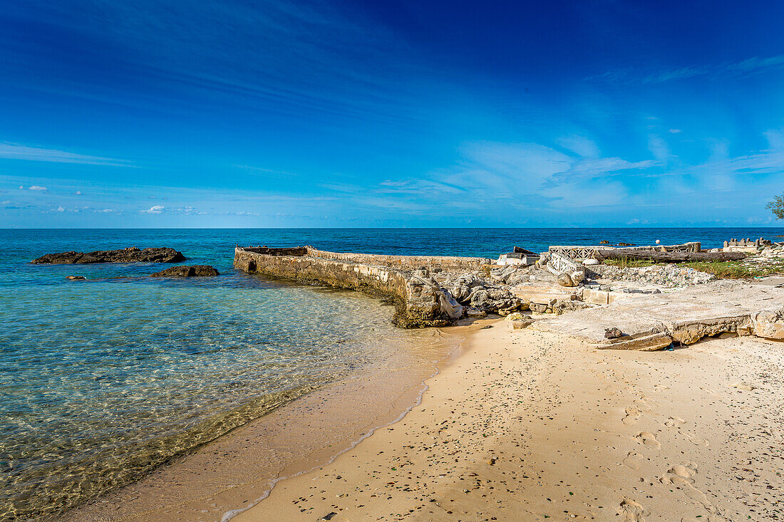 Glass Beach, site of large quantities of sea glass, from shipwrecks and bottles thrown into the sea from the Royal Navy Dockyard over hundreds of years, Bermuda, Atlantic, North America\n