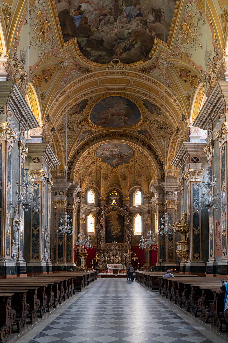 Baroque Cathedral, interior, Brixen, Sudtirol (South Tyrol) (Province of Bolzano), Italy, Europe\n
