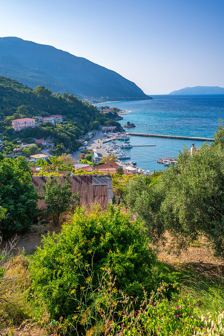 View of harbour in Poros, Poros, Kefalonia, Ionian Islands, Greek Islands, Greece, Europe\n