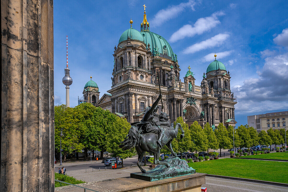 View of Berlin Cathedral from Altes Museum, UNESCO World Heritage Site, Museum Island, Mitte, Berlin, Germany, Europe\n