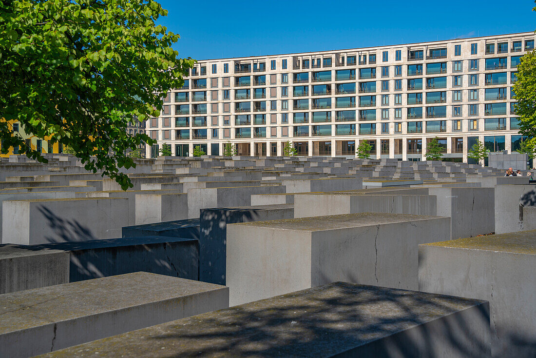 View of Memorial to the Murdered Jews of Europe, Berlin, Germany, Europe\n